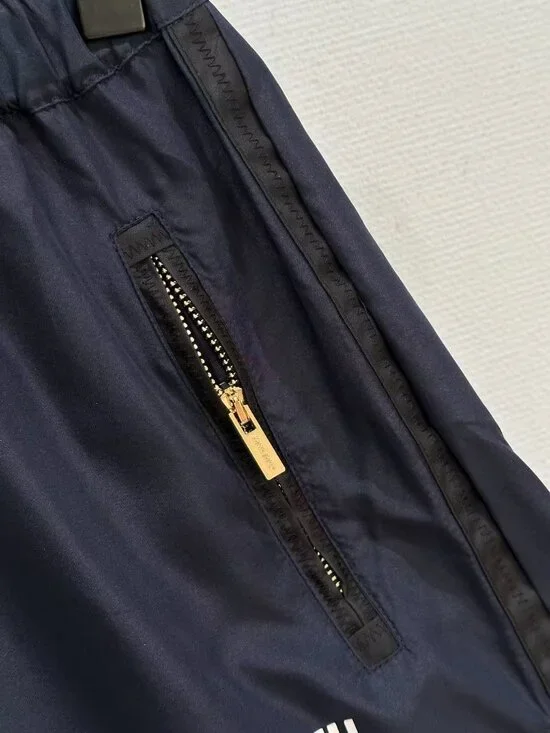 Miu Miu Navy Hooded Jacket & Shorts Tracksuit Set - Picture 3 of 7